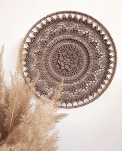 Décoration murale en macramé bohème chic, faite à la main en coton, écologique, tissée, couronne, décoration intérieure, cadeau de Noël pour les fêtes - Product Image 2