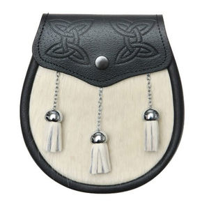 Robe écossaise noire avec sporran, sac de qualité supérieure, robe écossaise des Highlands, design personnalisé, sacs à sporran, prix de vente en gros 2026 - Product Image 1