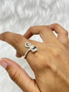 Anillo de plata de Aguamarina natural Anillo de declaración de plata de piedra preciosa de Aguamarina Anillo bohemio de plata hecho a mano para ella - Product Image 4