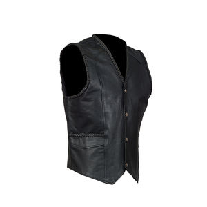 Chaqueta de Motociclista para Hombre, de Piel de Oveja Genuina, con Cuello Alto y Logotipo Frontal, Forro Grueso de Piel de Oveja - Product Image 4