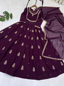 Salwar Kameez Traditionnel de Soirée pour Femme, en Georgette Marron, avec Broderie de Séquence, Dupatta Réversible, Séchage Rapide - Product Image 6