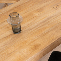 Table de salle à manger pliante en bois de manguier massif, finition naturelle, design industriel robuste et durable, 4 pieds en bois, pour usage domestique, bar ou hôtel