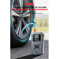 Démarreur de secours 2-en-1 pour voiture/moto/camion 8000mAh avec manomètre numérique, gonfleur de pneus et lumière d'urgence