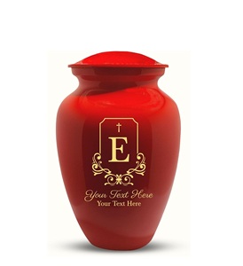 Urna de cremación para adultos personalizada, lápida de latón grabada a medida en estilo moderno, roja con nombre, fecha, forma de lápida personalizada - Product Image 1
