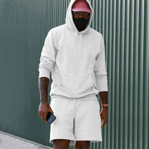 Conjunto de Pantalones Cortos y Sudadera con Capucha para Hombre, Diseño Moderno, Lavado Ácido, Talla Grande, 100% Algodón, Transpirable - Product Image 2