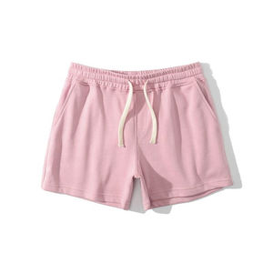 Logo personnalisé 100% coton polaire décontracté maison Shorts pour hommes taille moyenne élastique Gym unisexe Shorts avec ficelle teint en plaine - Product Image 3