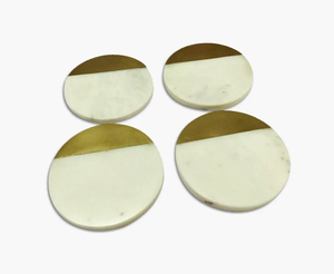 Meilleures ventes de sous-verres ronds faits à la main en marbre blanc de qualité supérieure avec des motifs en laiton classiques Approvisionnement dans le monde entier - Product Image 1