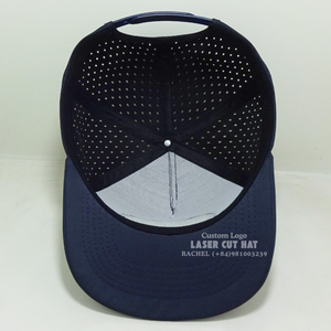 Laser Cut Hats 5 Panel Structured Rubber Patch Waterproof Hole Perforated Slightly Curved Brim Golf <b>Tennis</b> Vietnam Headwear OEM - Product Image 5