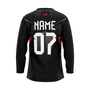 Maillots de hockey sur glace personnalisés imprimés par transfert thermique 100% polyester pour adultes, équipe, évacuation de l'humidité, respirant, extensible dans les quatre sens - Product Image 2