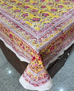 Mantel elegante de algodón 100% con estampado de bloques de mano de diseño Floral, cubierta de mesa elegante hecha a mano artesanal tradicional - Product Image 2