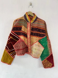Veste Kantha réversible en coton pour femme Patchwork respirant Design festif Artisanat unique pour son cadeau - Product Image 4