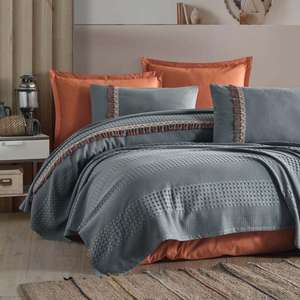 Classy Pique Double Bohemline V1 Juego de funda de edredón gris - Product Image 1
