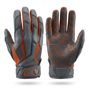 Gants de football américain en cuir pour outfield, à doigts complets, pour gaucher, personnalisables avec nom et numéro d'équipe, pour une meilleure adhérence, fabrication OEM - Product Image 1