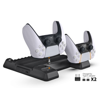 Station de charge verticale multifonctionnelle DOBE OEM avec ventilateur de refroidissement pour PS5, compatible avec les manettes DualSense, accessoires de jeu