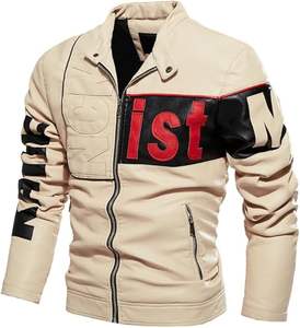 Veste de moto en cuir PU pour hommes Vêtements de moto d'hiver Manteau chaud à la mode - Product Image 3