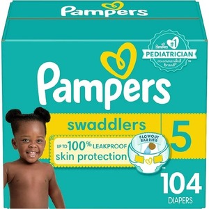 ผ้าอ้อม Pampers Swaddlers - ขนาด 5 จํานวน 104 ชิ้น ขนาดผ้าอ้อมเด็กแบบใช้แล้วทิ้งที่อ่อนนุ่มเป็นพิเศษ - Product Image 1