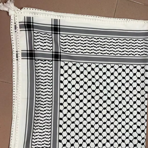 2024 venta al por mayor impresión Digital Kufiya Hijab 128*128cm Plaid cuadrado borla musulmán cabeza bufanda para hombres - Product Image 2