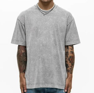 Wholesale Oem 100% Cotton Men Oversized Tshirts <b>Print</b> Tee Logo T-shirt Heavyweight Stone Acid Washed Vintage Breathable T Shirt - Product Image 1