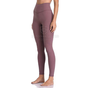Best Selling <b>Women</b> Mid Elastic Waist Yoga <b>Leggings</b> Solid <b>Pattern</b> Custom Color Lightweight & Breathable Workout Pants in Stock - Product Image 4