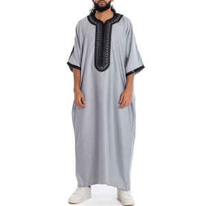 2025 Usine En Gros Jubbah Thobe Marocain Musulman Thobes À Manches Longues Hommes Islamique Brodé Thobe - Product Image 1