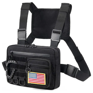 Gilet noir réglable pour hommes, sac de gilet tactique, conception personnalisée, plate-forme de poitrine, sac de voyage étanche, sport, course à pied - Product Image 1