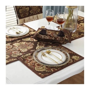 Brown Floral Butta Printed Stylish Simple Eco-friendly Non-toxic Sublimation Embroidered Round Dining <b>Table</b> <b>Mats</b> At Cheap Price - Product Image 3