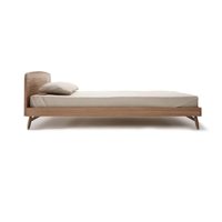 Cadre de lit traditionnel extensible et réglable en teck massif avec finition naturelle et sans matelas pour une utilisation en chambre à coucher intérieure