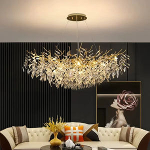 Lustres LED en cristal d'or de luxe lampes suspendues en aluminium à hauteur réglable pour plafond de vie <span class=keywords><strong>lustre</strong></span> intérieur pour Villa hôtels - Product Image 3
