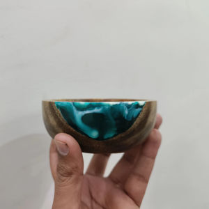 Tazones de Madera con Diseño de Ondas y Resina para Ensaladas de Frutas, Vajilla de la Mejor Calidad, Tazón con Estampado Navideño, Tazón Espacial, Artículo Artesanal Indio - Product Image 1