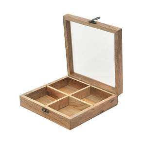 Emballage de boîte à épices indienne en bois polyvalente personnalisée avec boîte de rangement à compartiment en bois Masala 4 épices - Product Image 4