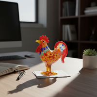 Figurine de coq en verre moderne faite à la main, presse-papiers en cristal Art Déco, décoration pour la maison, le bureau ou le tableau de bord de voiture