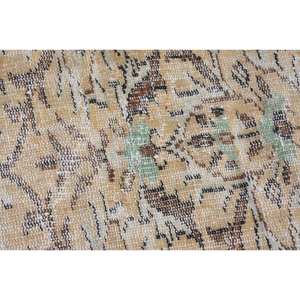 พรมตุรกีวินเทจขนาดใหญ่สีเบจสีเขียวผ้าขนสัตว์ลาเท็กซ์5x8.4ft รูปแบบการเย็บปะติดปะต่อกันสี่เหลี่ยมผืนผ้าออกแบบทาบริซสำหรับวัยรุ่นพรมห้อง - Product Image 5