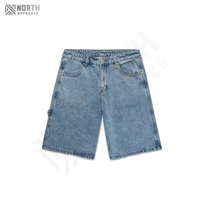 Shorts en jean baggy pour hommes, fabriqués sur mesure en 2025, avec fermeture éclair, coupe ample, 100% coton, denim lourd, shorts de skate pour hommes - Product Image 1