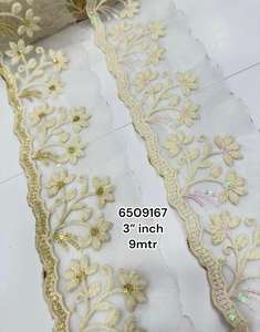 เครื่องปักผ้าลูกไม้สำหรับชุดแต่งงานและเสื้อผ้าสตรีมีหลายดีไซน์ลายปักด้วยไข่มุกสีขาว - Product Image 6