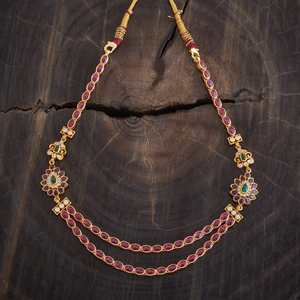 Silver Temple <b>Necklace</b> 173315 with Elegant Flower Shape Bezel Setting Inlay Technology - Product Image 2