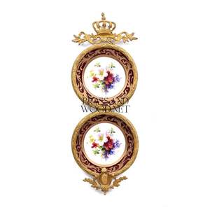 Marco de pared floral doble de latón antiguo hecho a mano chapado en oro decoración vintage elegante arte de pared de latón clásico - Product Image 1