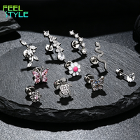Anting-anting tusuk bunga daisy enamel putih mini lucu grosir untuk anak perempuan kecil