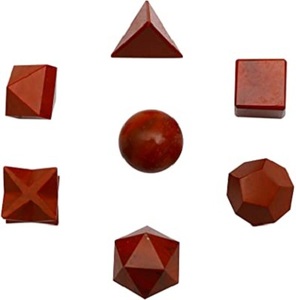 Ensemble de jaspe rouge de haute qualité de 7 pièces Conception de géométrie sacrée platonique Cristal de guérison Artisanat de pierre semi-précieuse en forme de sacré - Product Image 2