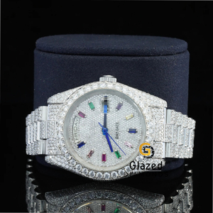 Phong cách moissanite xem Crafted từ vòng rực rỡ cắt vvs rõ ràng kim cương trong thiết kế quay số tùy chỉnh cho nam giới - Product Image 2