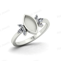925 Sterling Silber Marquise 5x9mm leere Lünette Einstellung Lotus Ring Feuer bestattung Asche & Harz Arbeit für Muttermilch Memorial Schmuck