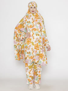 Nouveau design de robes musulmanes pour femmes en vente en gros ensemble de cordons modestes à manches longues à imprimé floral disponible au prix de gros depuis l'Inde - Product Image 4