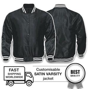 Men's Casual Custom Logo Polyester Baseball Varsity <b>Jacket</b> <b>with</b> Stand Collar Waterproof Windproof Winter Satin <b>Lining</b> - Product Image 4