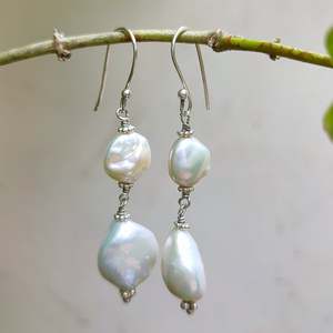 Pendientes Colgantes de Perlas Barrocas, Joyería Boho Hecha a Mano, Plata de Ley, Regalo para Ella en Cumpleaños, Aniversario, Navidad, Día de San Valentín - Product Image 4