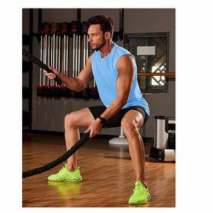 เสื้อกล้ามผู้ชายผ้าฝ้าย100% คอตตอนเสื้อยืดแขนกุดระบายอากาศได้ดีสำหรับเล่นกีฬาฟิตเนส - Product Image 4