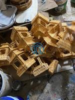 Lanterne pagode en rotin faite à la main avec toit de pétoncles bougeoir tissé Ramadan lanterne en osier naturel pour la décoration de la maison et du jardin