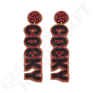 มิสซิสซิปปีวิทยาลัยของมหาวิทยาลัยแห่งรัฐเครื่องประดับทำด้วยมือต่างหูห้อยสีขาวเข้มสำหรับวันเกม - Product Image 5