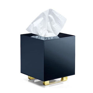 Boîte à mouchoirs rectangulaire en métal noir décorative fantaisie avec pieds en métal plaqué or pour la cuisine, la chambre à coucher, la décoration de la maison - Product Image 1