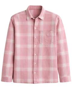 Camisa a Cuadros para Hombre, Manga Larga, Estilo Casual de Franela, Color Rosa Suave y Blanco, Fabricante Personalizado, Venta al por Mayor, OEM - Product Image 1
