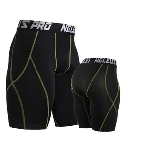 Pantalones cortos de compresión con logotipo personalizado de alta calidad, pantalones cortos atléticos para entrenamiento de gimnasio, pantalones cortos de levantamiento de pesas para hombres, pantalones cortos transpirables para gimnasio - Product Image 3