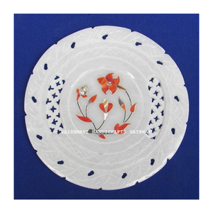 Beautiful Small Size Marble Plate Latest Inlay Polished Stone Carving Decoration for Gifting - Product Image 2